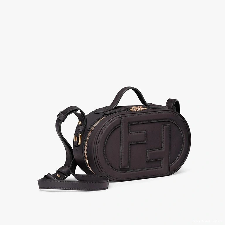 Vintage HOT Mini O'Lock Leather Case In Calf Black Fendi Camera 0820